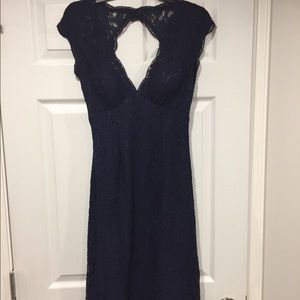 💎Navy lace/knee length/bridesmaid/cocktail dress